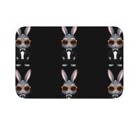 YYHHAOFA Tapis de sol antidérapant et épais pour salle de bain, chambre à coucher, lavable, motif lapin avec lunettes de soleil, 40,6 x 61 cm