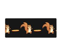 YYHHAOFA Tapis de souris extra large imprimé petit écureuil attrapant le frisbee - Clavier de jeu antidérapant - Version épaisse - 30,5 x 80 cm