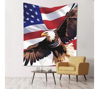 YYHHAOFA Tapisserie murale motif aigle patriotique américain avec drapeau américain 152,4 x 129,5 cm : durable, douce et facile à installer