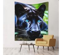 YYHHAOFA Tapisserie murale Panthère aux yeux bleus 152,4 x 129,5 cm : durable, douce et facile à installer