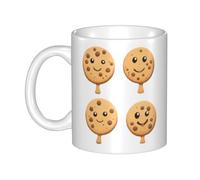 YYHHAOFA Tasse en céramique avec impression de cookies ludiques pour cappuccino, latte, céréales, yaourt, lait, boissons chaudes ou froides, four à micro-ondes