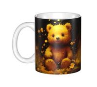 YYHHAOFA Tasse en céramique avec inscription « Little Bear in the fallen leaves » - Pour cappuccino, latte, céréales, yaourt, lait, boissons chaudes ou froides - Four à micro-ondes