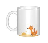 YYHHAOFA Tasse en céramique avec inscription « Little Fox in the Starry Sky » - Pour cappuccino, latte, céréales, yaourt, lait, boissons chaudes ou froides - Four à micro-ondes