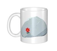 YYHHAOFA Tasse en céramique avec inscription « Little Red Flower on the stone » pour cappuccino, latte, céréales, yaourt, lait, boissons chaudes ou froides, four à micro-ondes