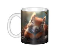 YYHHAOFA Tasse en céramique avec inscription Little Squirrel in a dream Prints pour cappuccino, latte, céréales, yaourt, lait, boissons chaudes ou froides, four à micro-ondes