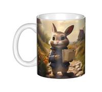 YYHHAOFA Tasse en céramique avec inscription « The Little Rabbit Sending Mail » - Pour cappuccino, latte, céréales, yaourt, lait, boissons chaudes ou froides - Four à micro-ondes