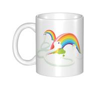 YYHHAOFA Tasse en céramique avec inscription « Three little white snakes under the rainbow Prints » pour cappuccino, latte, céréales, yaourt, lait, boissons chaudes ou froides, four à micro-ondes