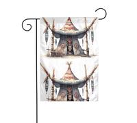 YYHHAOFA Tentes traditionnelles et totems imprimés sur mât de drapeau de jardin, décoration de cour extérieure double face, 30,5 x 45,7 cm