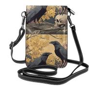 YYHHAOFA The Crow On The Skull Pattern Petit sac à bandoulière en cuir pour femme, imperméable et durable