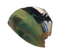 YYHHAOFA The Dawn Under Oil Painting Printed Adult Knitted Hat Casual Bean Cap, Elastic Brimless Hat, Unisex Black