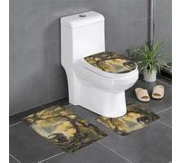 YYHHAOFA The Elephant Under The Willow Tree Lot de 3 tapis de salle de bain antidérapants pour toilettes, coiffeuse et toilettes
