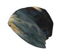 YYHHAOFA The Fox That Lights Up The Forest Bonnet tricoté pour adulte, décontracté, chapeau élastique sans bord, unisexe noir