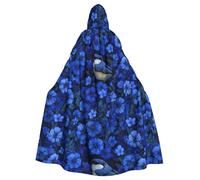 YYHHAOFA The Little Bird In The Blue Flower Pattern Halloween Cape à capuche pour homme et femme