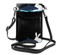 YYHHAOFA The Little White Rabbit Who Saved The Whale Pattern Small Leather Women Crossbody Flip Phone Bag Bag Waterproof and Durable