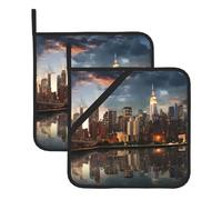 YYHHAOFA The New York City Skyline Prints Lot de 2 maniques isothermes carrées pour couvercles de cuisine, fours à micro-ondes, barbecues en plein air 20,3 x 20,3 cm
