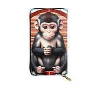 YYHHAOFA The Silent Monkey Stamp Portefeuille long en cuir : confortable, léger, imperméable, durable 19 x 10,5 cm, noir, taille unique, Noir , Taille unique