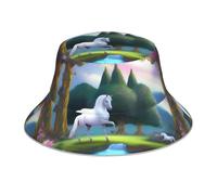 YYHHAOFA The Unicorn of The Forest Chapeau cloche réfléchissant léger, respirant et pliable pour homme et femme Noir