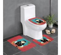YYHHAOFA The Waving Little Monkey Lot de 3 tapis de salle de bain antidérapants avec contour, ovale et rectangulaire pour toilettes, coiffeuse et toilettes