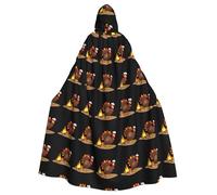YYHHAOFA Turkey Warming By The Campfire Pattern Halloween Cape à capuche pour homme et femme