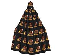 YYHHAOFA Turkey Warming By The Campfire Pattern Halloween Cape à capuche pour homme et femme