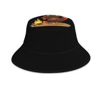 YYHHAOFA Turkey Warming by The Campfire Picture Chapeau bob réfléchissant pour homme et femme Noir