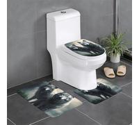 YYHHAOFA Two Wolves Lot de 3 tapis de salle de bain antidérapants avec contour, ovale et rectangulaire pour toilettes, coiffeuse et toilettes