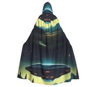 YYHHAOFA UFO At Night Printing Cape à capuche pour adulte sans fermeture éclair, confortable pour les fêtes costumées