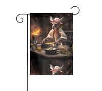YYHHAOFA Un petit mât de drapeau de jardin imprimé Wallaby Cooking - Décoration de cour extérieure double face - 30,5 x 45,7 cm
