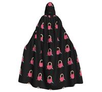 YYHHAOFA Valentine'S Day Love Lock Pattern Halloween Adulte Cape à capuche Hommes et femmes Vêtements Manteau Jeu de rôle