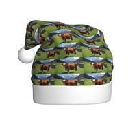 YYHHAOFA Véritable chapeau de Noël imprimé vache suisse marron pour adulte, bord doux et moelleux, léger et confortable