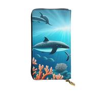 YYHHAOFA Whales under the sea Stamp Portefeuille long en cuir : confortable, léger, imperméable, durable 19 x 10,5 cm, noir, taille unique, Noir , Taille unique