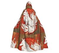 YYHHAOFA White Fox In Flames Pattern Halloween Adult Hooded Cape Hommes et Femmes Vêtements Mantele Jeu de rôle