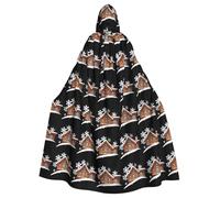 YYHHAOFA White Snowflakes Are Falling On The Eaves Pattern Halloween Adulte Cape à capuche Vêtements pour hommes et femmes Manteau Jeu de rôle