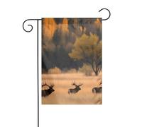YYHHAOFA Wildlife Hunting Deer Bear Elk Pattern Four Seasons Garden Flag Décoration cour 30,5 x 45,7 cm