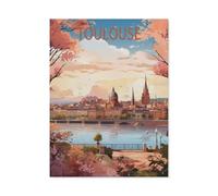 YYHMKBYY 1000 Pièces Puzzle Classique, Toulouse France, Affiche de Voyage Vintage, Côte, Famille Puzzle Ensemble Enfants Famille Puzzle Décompression Jouet pour Adultes (75x50cm) - AW66