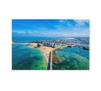 YYHMKBYY 5D Diamant Broderie,Vue aérienne de la Belle Ville des Corsaires - Saint Malo en Bretagne, France,5D Plein Rond Diamant Peinture Point De Croix Image De Strass Diamant Mosaïque(50x60cm)-A53