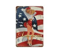YYHMKBYY Beauté américaine pin up fille étain signe Plaque en métal Art suspendu fer peinture rétro maison cuisine jardin Garage mur décor(30x40cm 12x16 inch-156