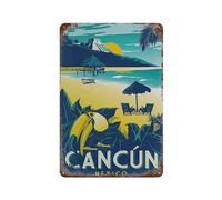 YYHMKBYY Cancun mexique étain signe Plaque en métal Art suspendu fer peinture rétro maison cuisine jardin Garage mur décor(30x40cm 12x16 inch-22