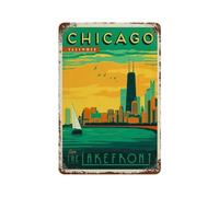 YYHMKBYY Chicago : Lakefront，Décoration murale - Plaque en métal pour bar, pub, club, grotte(30x40cm 12x16 inch-578
