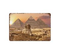 YYHMKBYY Le Sphinx Et Les Pyramides, Gizeh, Égypte，Décoration murale - Plaque en métal pour bar, pub, club, grotte(30x40cm 12x16 inch-438