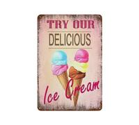 YYHMKBYY Panneau en métal « Try Our Delicious Ice Cream Food » - Décoration de crème glacée(15x30cm 6x12 inch-38