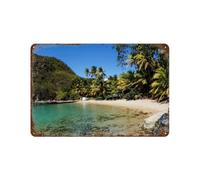 YYHMKBYY Plaque en métal，Plage du Pain de Sucre, Les Saintes, Guadeloupe，Pour maison, cuisine, bar, café, club, grotte(15x30cm 6x12 inch-31