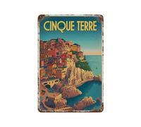 YYHMKBYY Plaque en métal rétro，Italie : Cinque Terre，pour décoration de maison, cuisine, bar, café, club, cave - Décoration murale vintage(20x30cm 8x12 inch-432