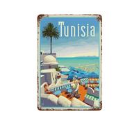 YYHMKBYY Plaque en métal rétro,Tunisie : Un Voyage À Travers L'histoire Et La Beauté,pour décoration de maison, cuisine, bar, café, club, cave - Décoration murale vintage(20x30cm 8x12 inch-472