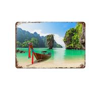 YYHMKBYY Plaque en métal vintage，Île De Bond Près De Phuket en Thaïlande，garage, grotte de jardin, décoration murale pour maison, cuisine, bar, club(15x30cm 6x12 inch-504