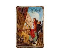 YYHMKBYY Plaque en métal vintage，Italie : Rome，garage, grotte de jardin, décoration murale pour maison, cuisine, bar, club(20x30cm 8x12 inch-424
