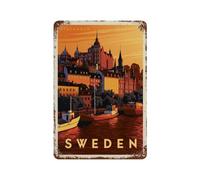 YYHMKBYY Plaque en métal vintage，Suède : Stockholm，pour cafés, bars, pubs, magasins, décoration murale amusante et rétro pour homme et femme(30x40cm 12x16 inch-422
