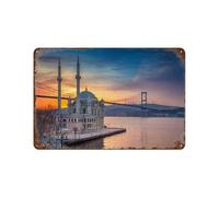 YYHMKBYY Plaque en métal vintage,Ville Pont Détroit Mosquée Istanbul Turquie,Vintage Art Sign Home Kitchen Bar Cafe Club Cave Décoration Tin Sign(20x30cm 8x12 inch-393