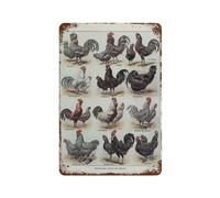YYHMKBYY Poulets poules et coqs races étain signe Plaque en métal Art suspendu fer peinture rétro maison cuisine jardin Garage mur décor(30x40cm 12x16 inch-53