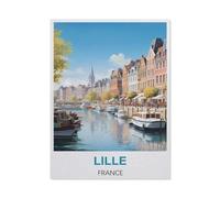 YYHMKBYY Puzzle 1000 Pièces, Jeux pour Adultes, Affiche de Voyage Vintage de Lille France, Puzzles en Papier, Jeux Éducatifs, Ensembles de Puzzle pour la Famille (50x70cm) - BI64